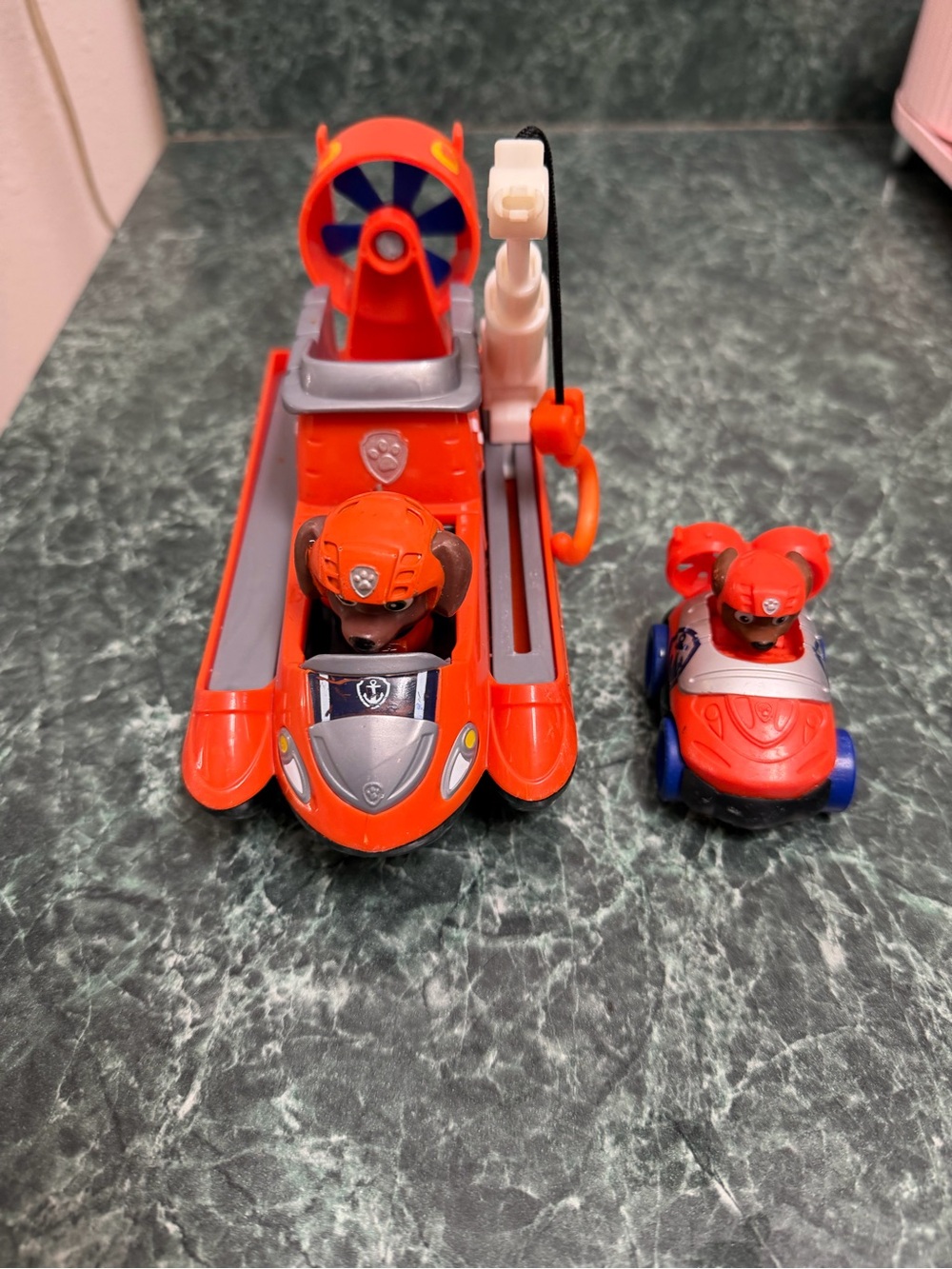 Paw Patrol Red and Blue Rescue Boat with Small Red Vehicle
